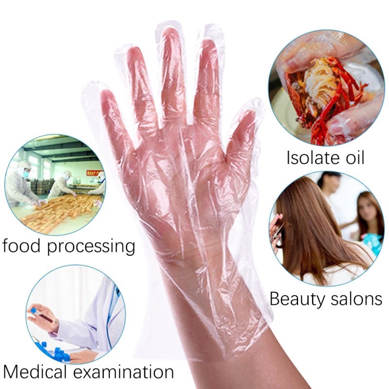 100 Pcs/Pack Food Plastic Gloves Disposable Gloves Restaurant Kitchen