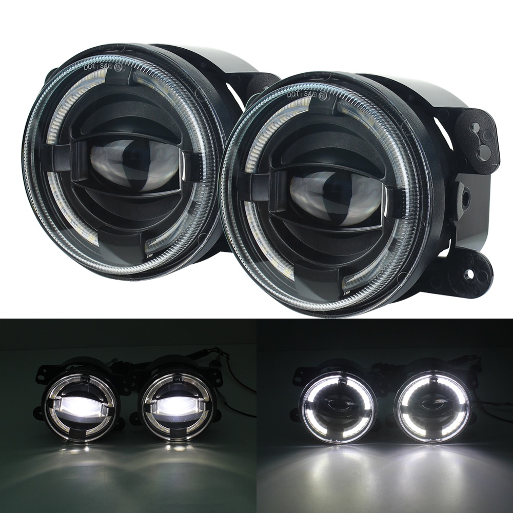 4" Inch LED Fog Lights for Jeep Wrangler JK Unlimited JK 0718 Front