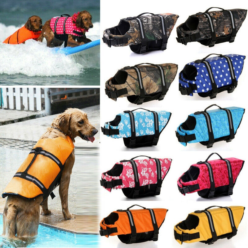 Dog Life Jackets, Reflective & Adjustable Preserver Vest with Enhanced