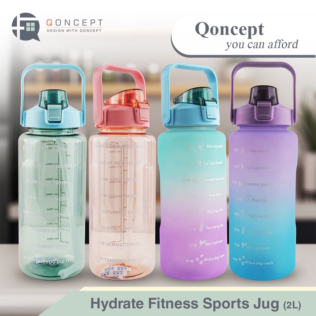 QONCEPT Furniture Hydrate Water Therapy Fitness Tumbler 2l | Shopee ...