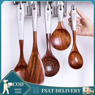 Wooden Utensils for Cooking,12 Pcs Wooden Spoons for Cooking,Teak Wooden  Utensils Set, Wood Kitchen Utensils for Nonstick Pan, Wood Spatula Spoon  Nonstick Kitchen Utensil Set with Holder (12) 