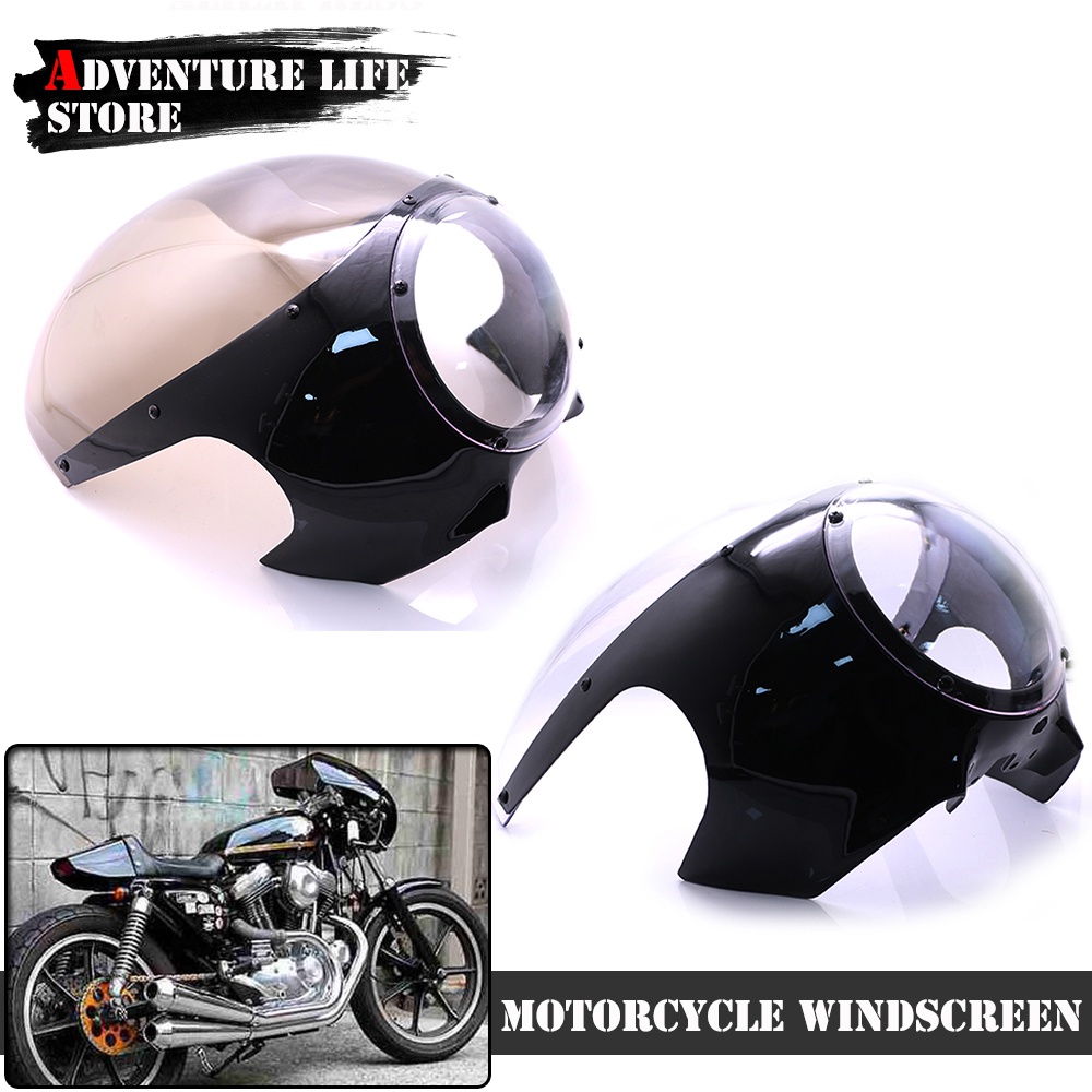 Motorcycle Windshield Cafe Racer Headlight Fairing Cowl Mask Windscreen