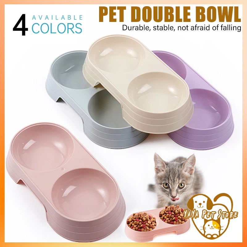 Pet Feeder 2 In 1 Double Bowls Dog And Cat Drinking Bowl Food | Shopee ...