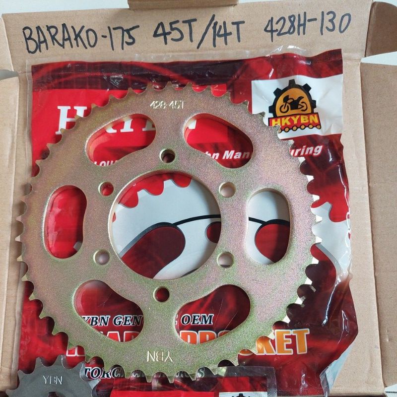 YBN Sprocket and Chain Set. BARAKO-175. 14T/45T. 428H-130L | Shopee ...
