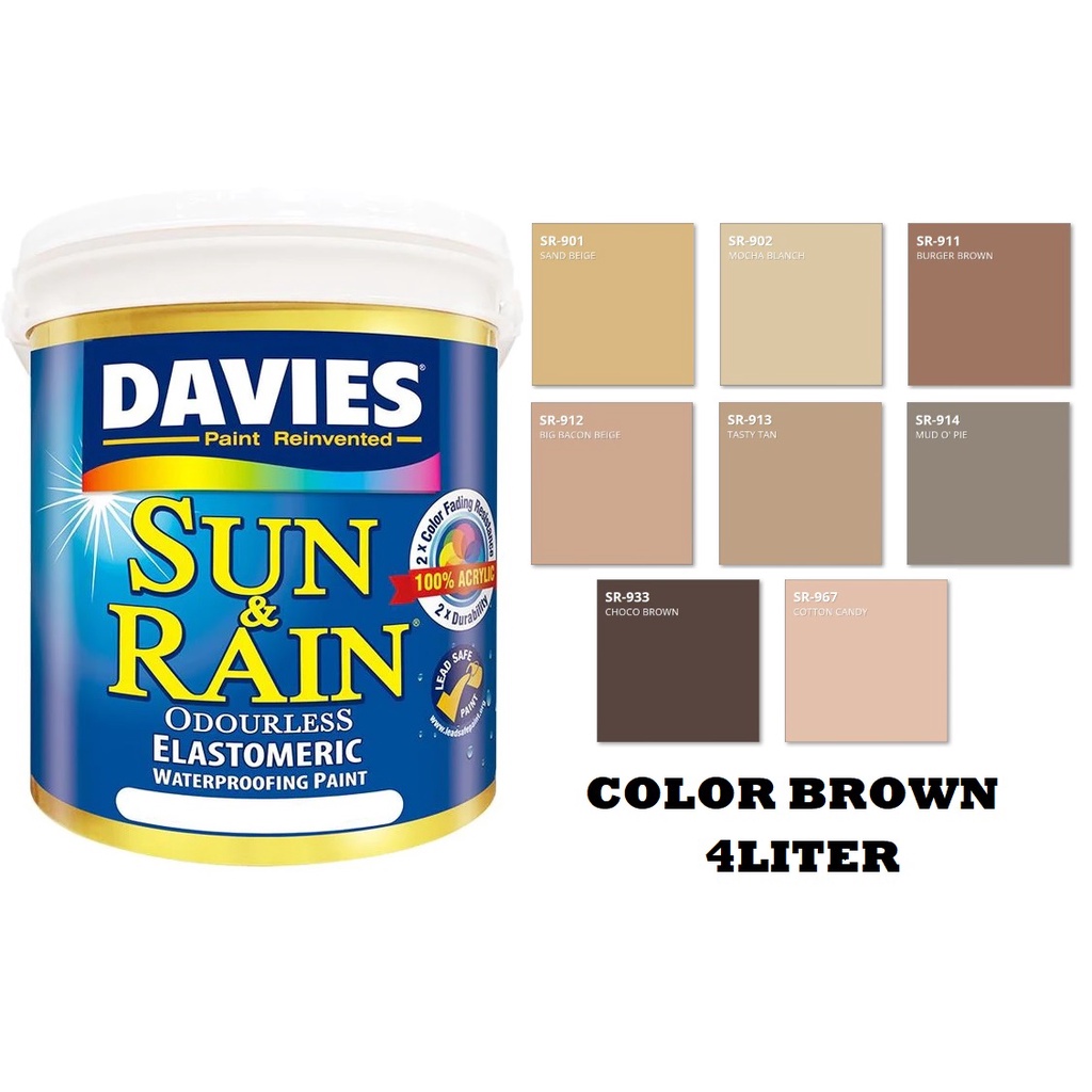 DAVIES SUN AND RAIN 4 LITERS COLOR BROWN | ELASTOMERIC PAINT ...