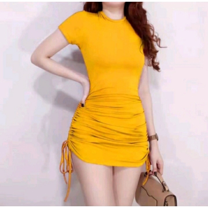 bodycon dress with strings Anna-Kaci Summer Sleeveless Round Neck Ribbed Side Slit Sexy Bodycon M –  ALILANG.COM main image 0