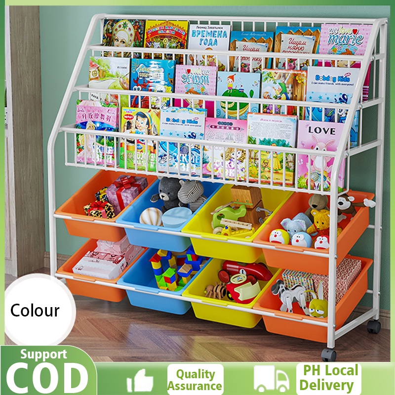 Kids Toy Storage Rack Children's Bookshelf Multi Purpose Display