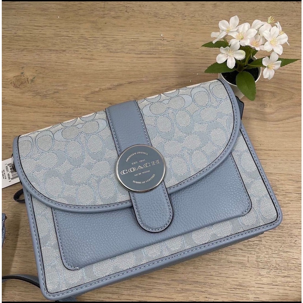 Coach C8307 Lonnie Crossbody In Signature Jacquard deals In Silver/Marble Blue