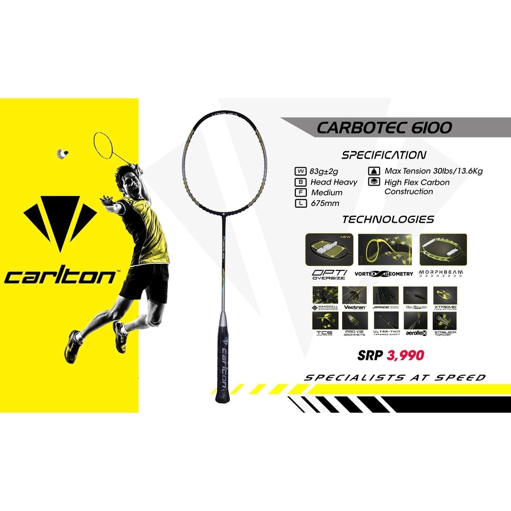 CARLTON CBR-0044 CARBOTEC 6100 RACKET | Shopee Philippines