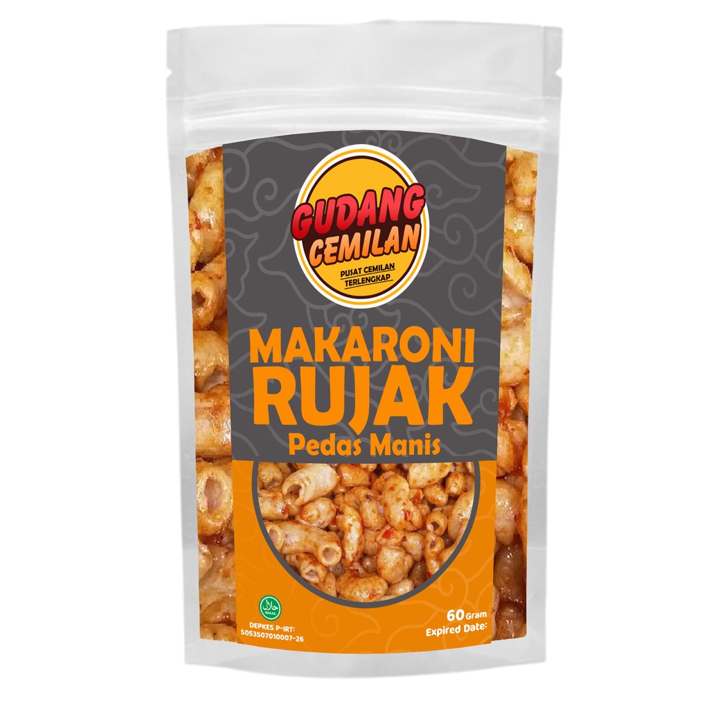 Rujak Spicy Macaroni 60 Grams Thick Clear STP Packaging with Seal Clip ...