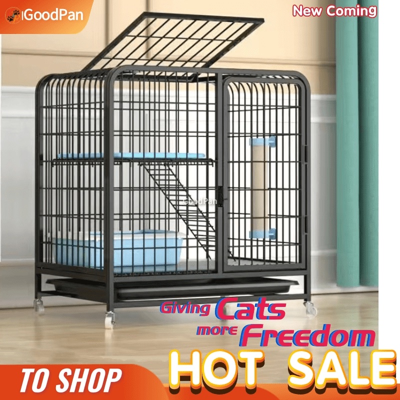 Cat Cage Cat House Large Free Space TwoStory Pet House with toilet