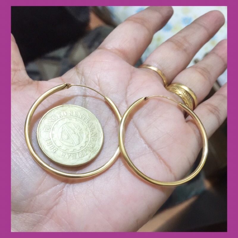 10karats pure gold loop earing (20 piso laki) | Shopee Philippines