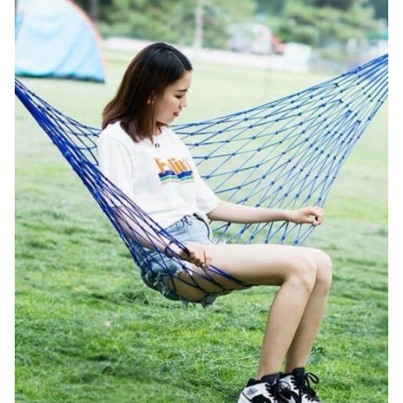 Large Portable Outdoor Cotton Hammock Single Double Swing Hemp Duyan ...