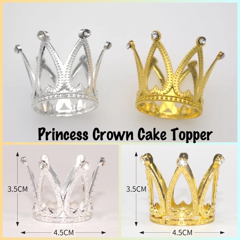 3D Princess Crown Cake Topper Gold Plating topper 4.5x3.5cm Shopee