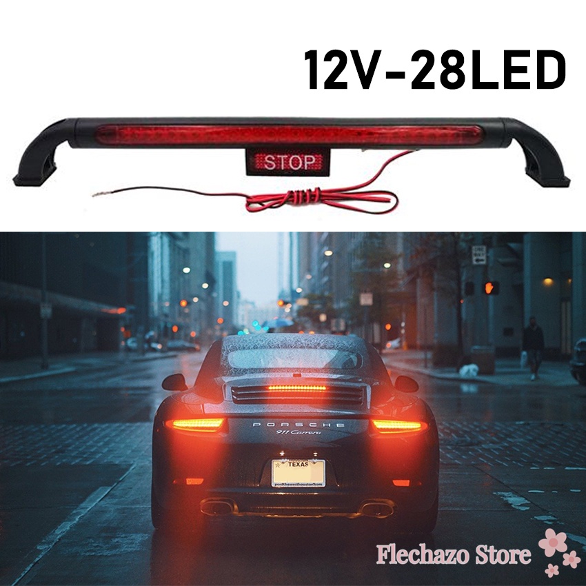 Universal Car Panel Stop Light Red 28 LED Source High Mount Stop Rear ...