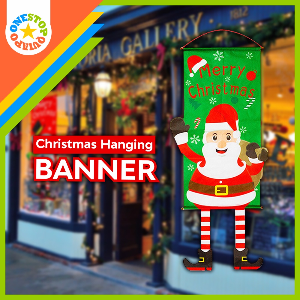 OSQ Christmas Hanging Flags Cloth Door Home Ornament Festival