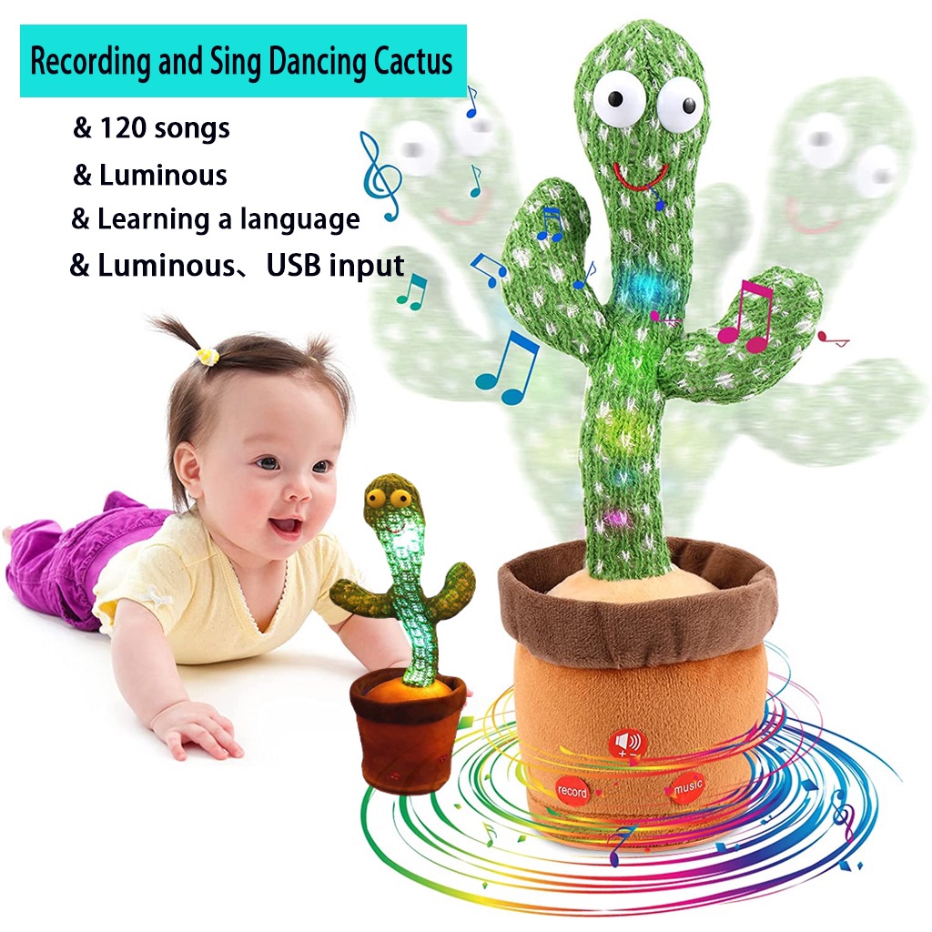 120 Songs Christmas Gift Dancing Cactus Toy Rechargeable Dancing