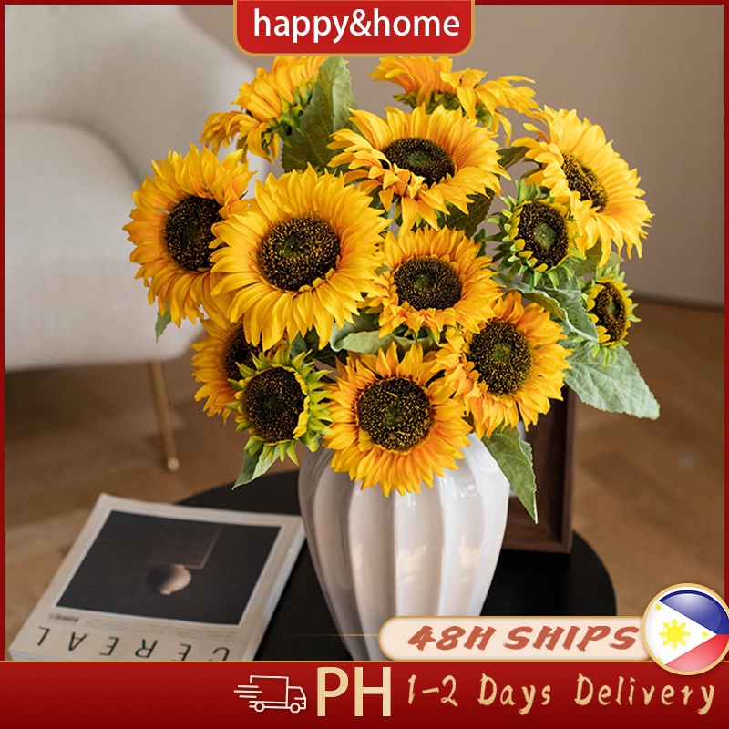 5pcs Artificial Silk Sunflowers Bridal Flowers Wedding Party Home ...