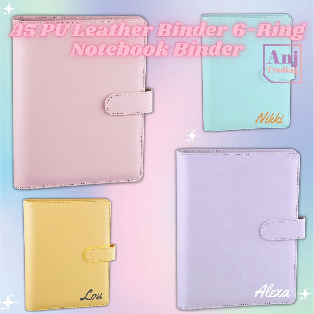 Leather Pastel Macaroon BINDER ONLY A5 size Album Binder Refillable ...