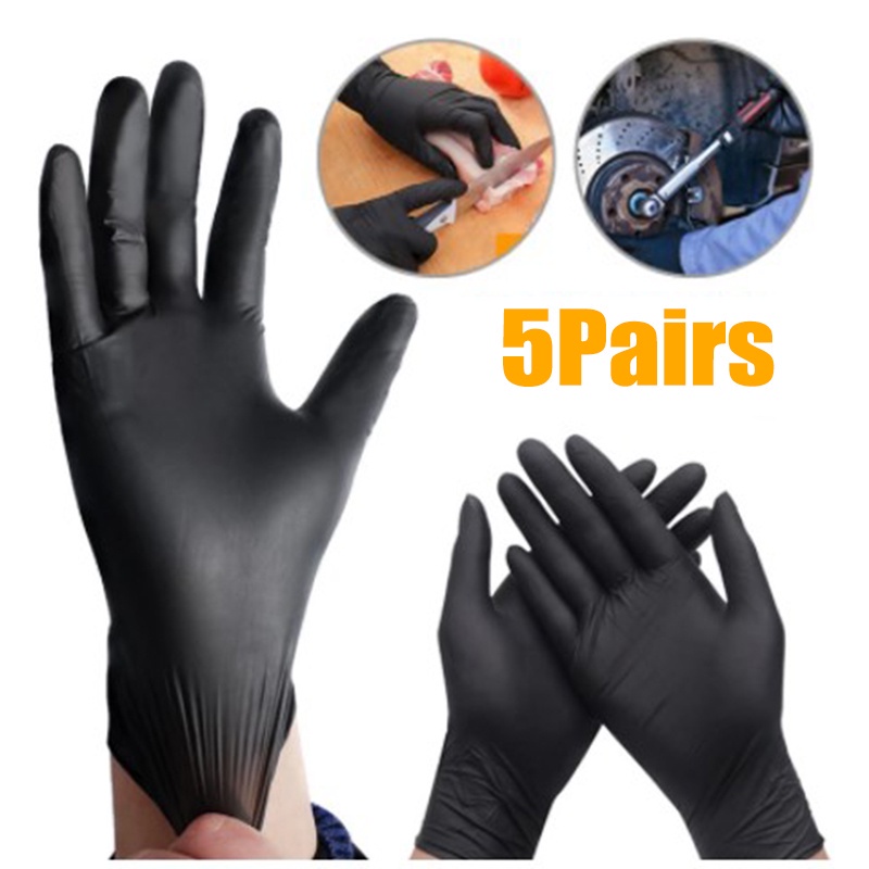 10Pcs Disposable Waterproof Gloves / Food Grade Black Home Kitchen