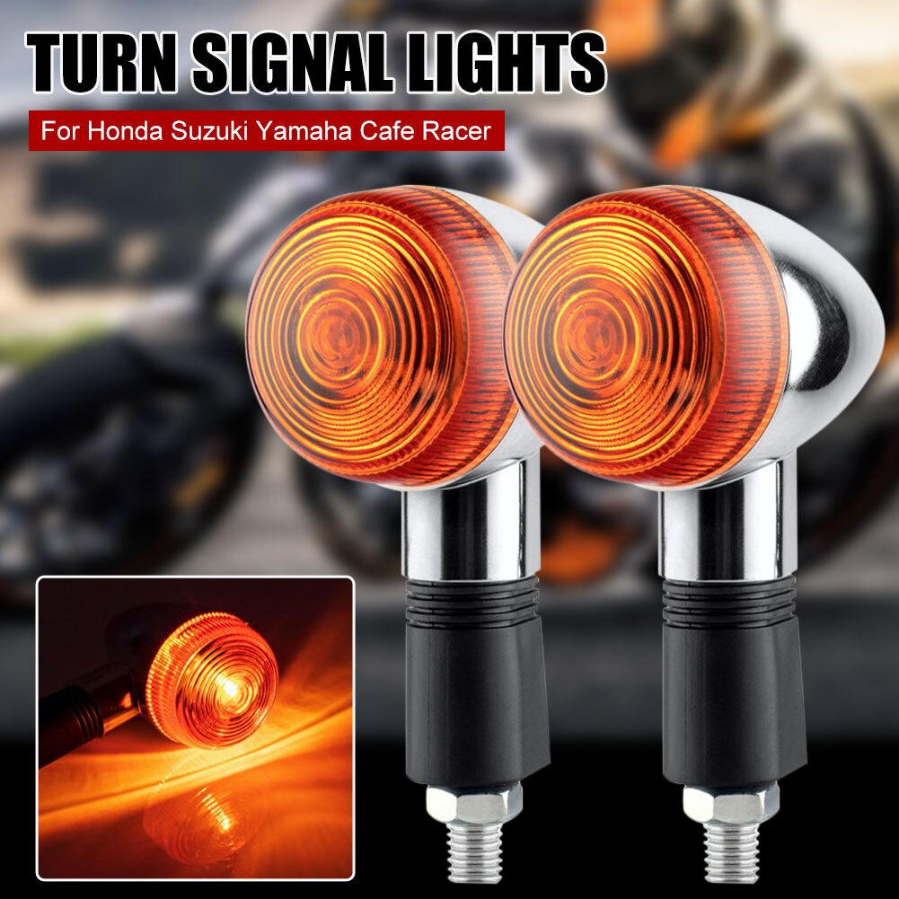 2PCS Motorcycle Turn Signal Bullet Front Turning Lamp Amber Blinker ...