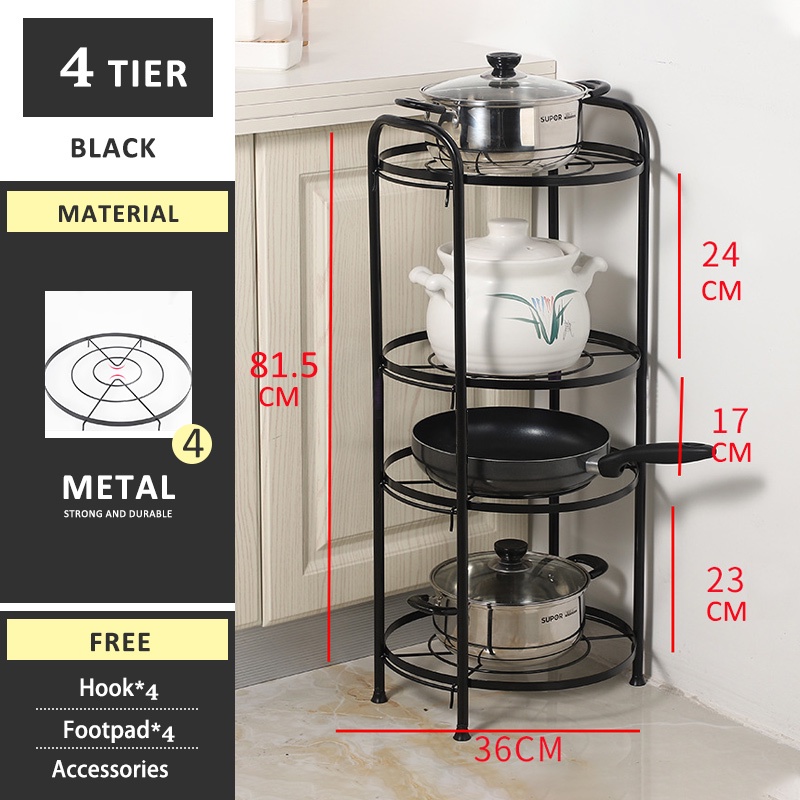 GSlife Pots & Pans Rack Kitchen Countertop Organizer Holder Cookware ...