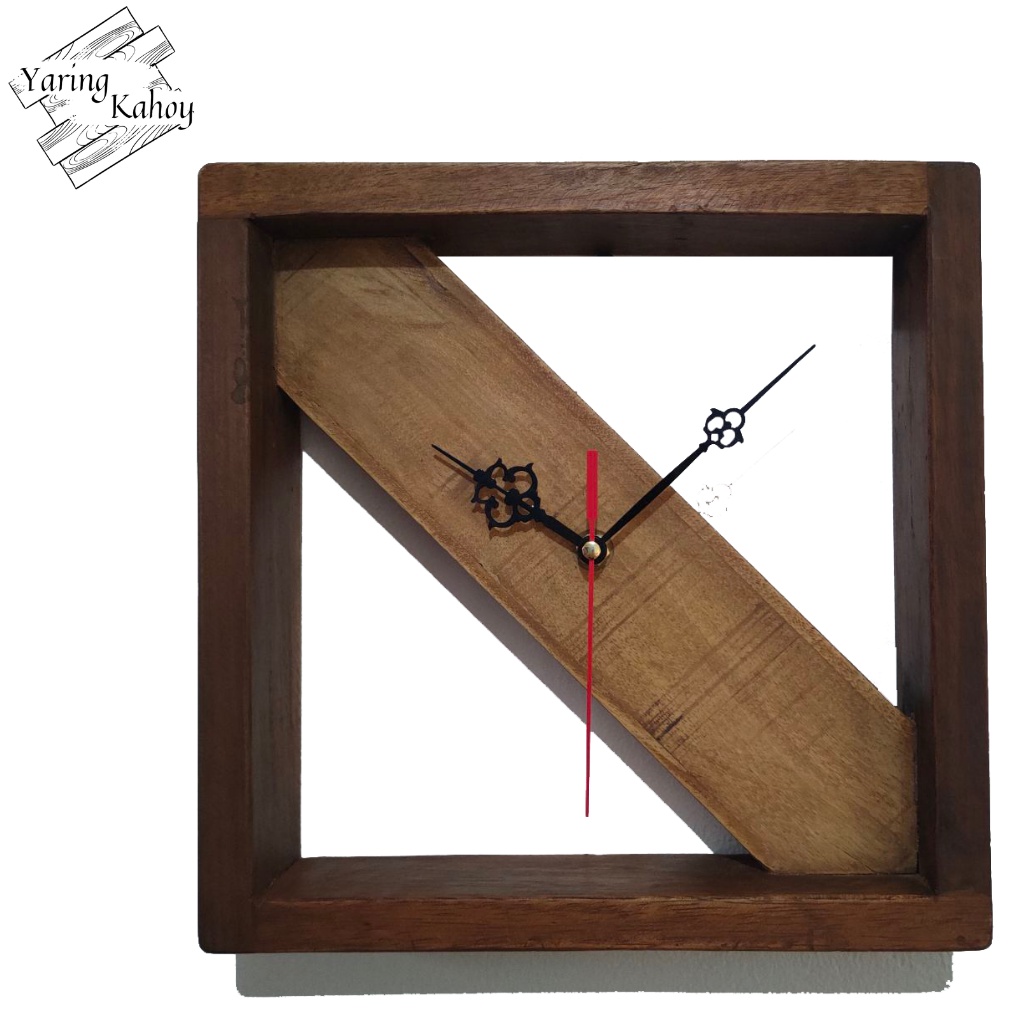 SQUARE CLOCK WHOLE DIAGONAL wall clock analog display wood furniture ...