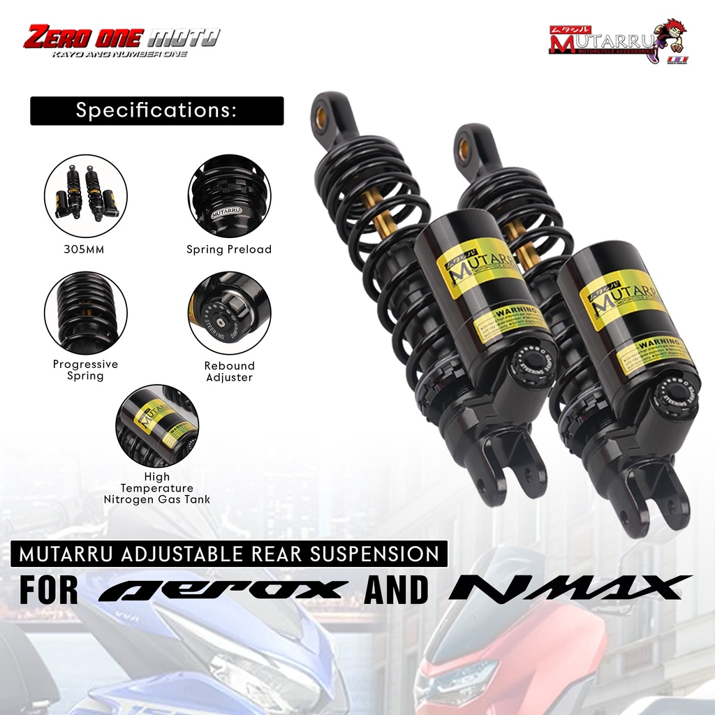 Mutarru Shock for Nmax and Aerox 330mm Premium Inverted Shock With Tank