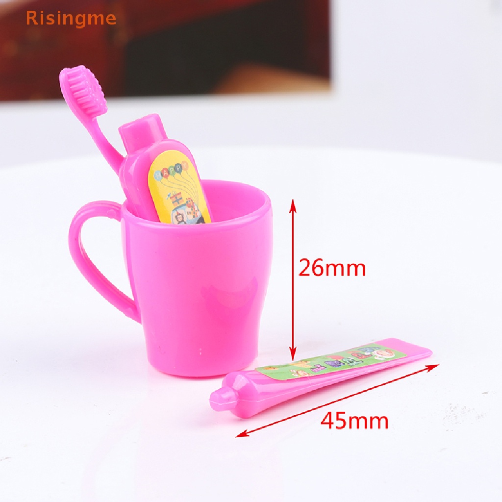 [Risingme] Dollhouse Miniatures Toothbrush Toothpaste Tube Cup Set Doll ...