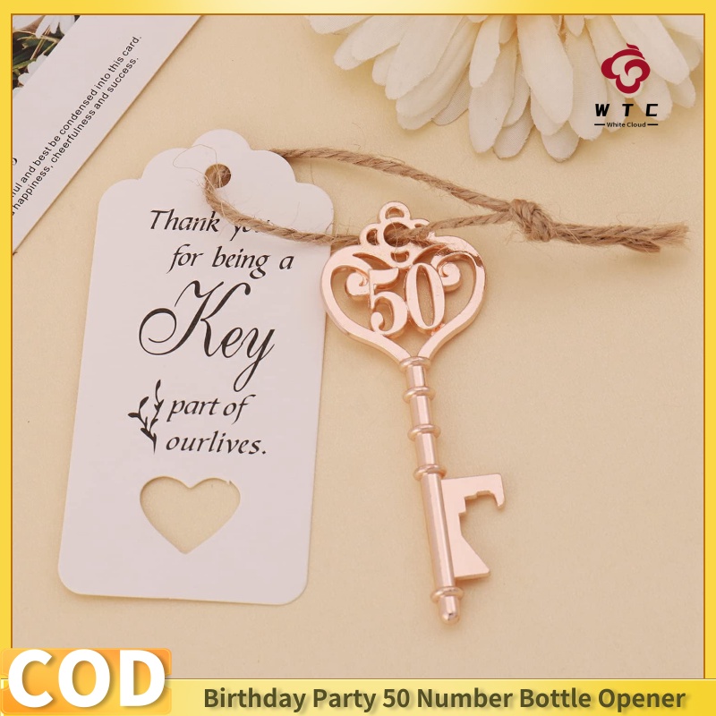 10/50pcs 3/4/5/6/70th Shaped Key Bottle Openers for Birthday Wedding Gifts  Souvenirs for Guest