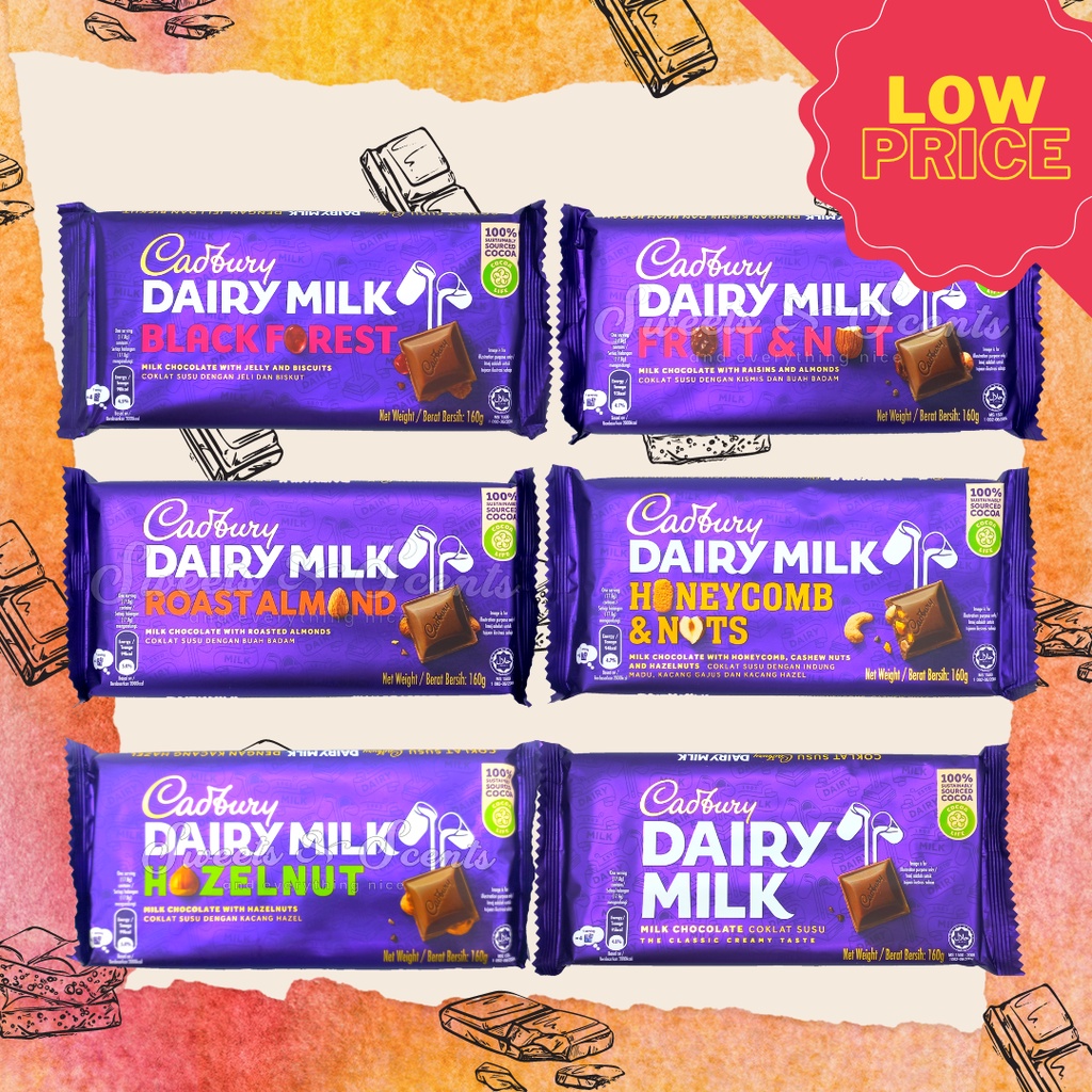 Cadbury Dairy Milk Bars 160g | Shopee Philippines