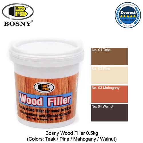 Bosny Wood Filler 500g / 0.5kg (Colors Teak / Pine / Mahogany / Walnut