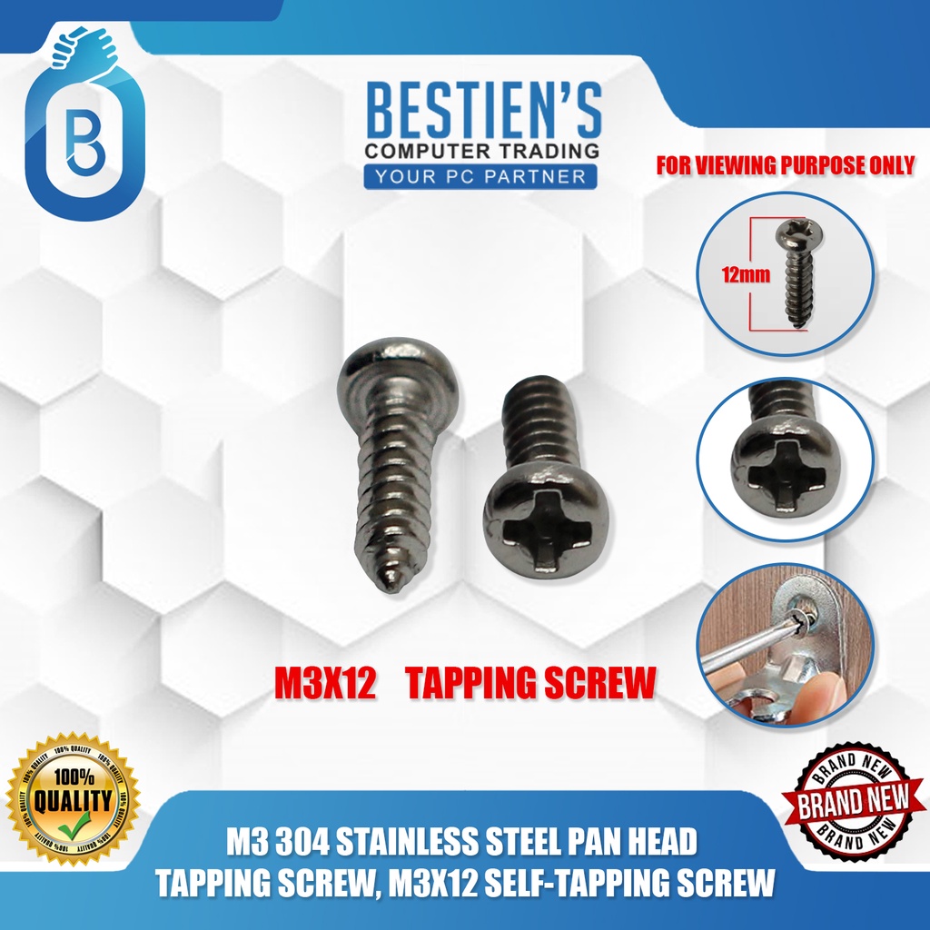 M3 304 STAINLESS STEEL PAN HEAD TAPPING SCREW, M3X12 SELFTAPPING SCREW
