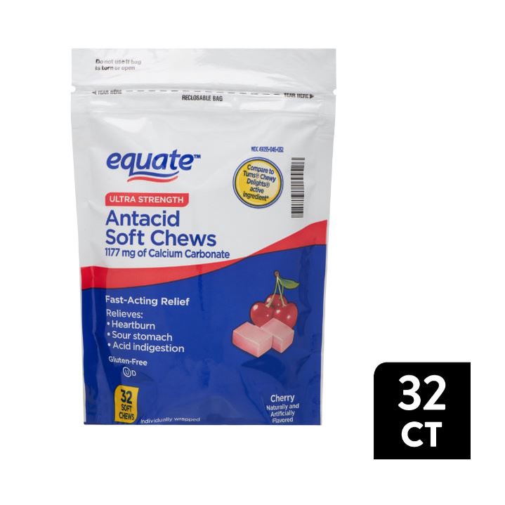 ** Equate Ultra Strength Antacid Soft Chews, Cherry, 32 Count
