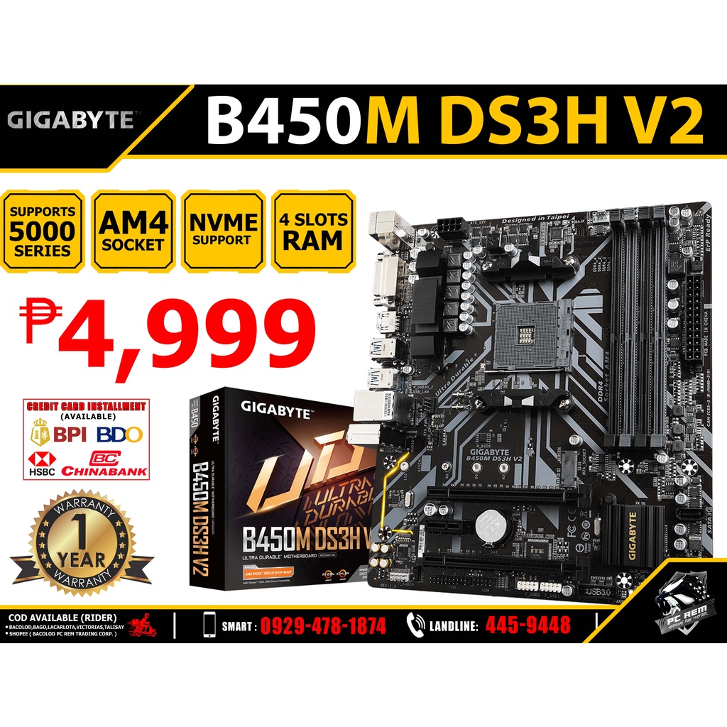 Gigabyte b450m ds3h deals ram support