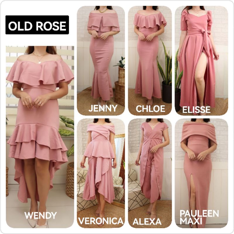 OLD ROSE MINI MAXI DRESS SMALL TO PLUS SIZE NEOPRENE THICK FABRIC STAR SKY DRESS SHOP Shopee Philippines