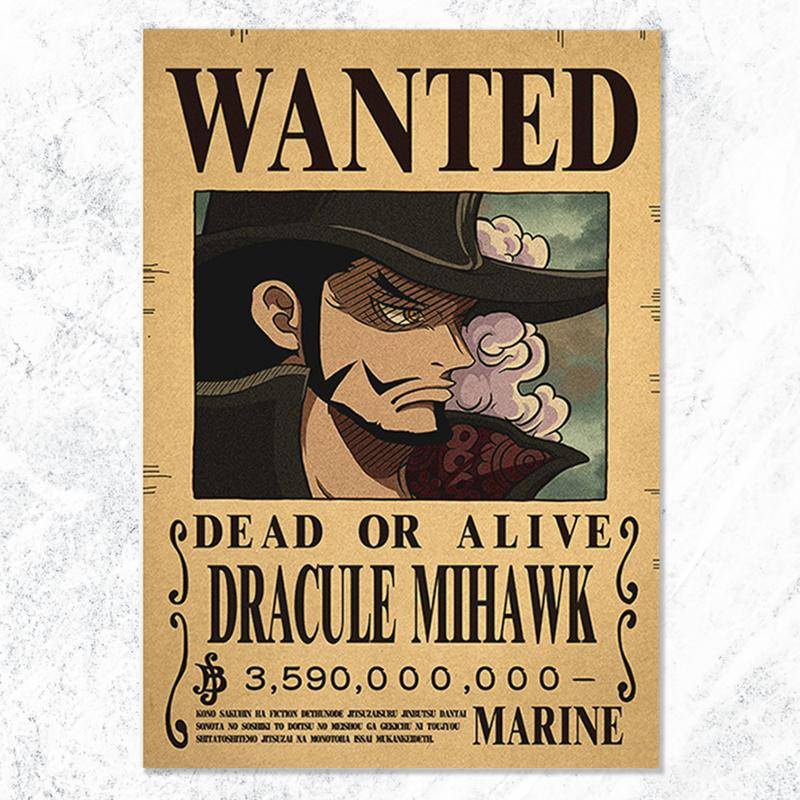 New Edition One Piece Poster DRACULE MIHAWK One Piece Wanted Posters 28 ...