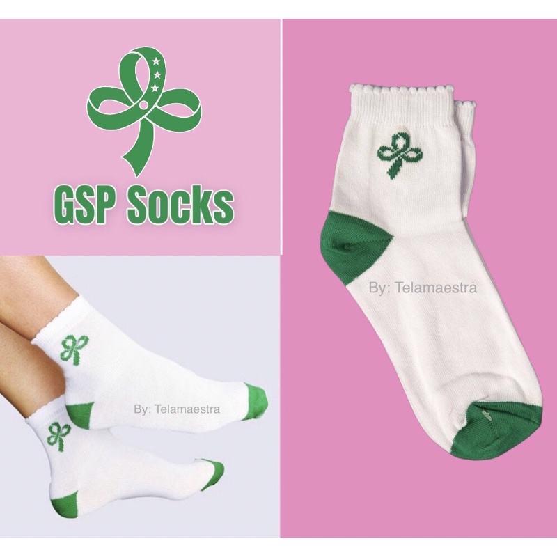 Official Original GSP Girl Scout White Green Socks Shopee Philippines