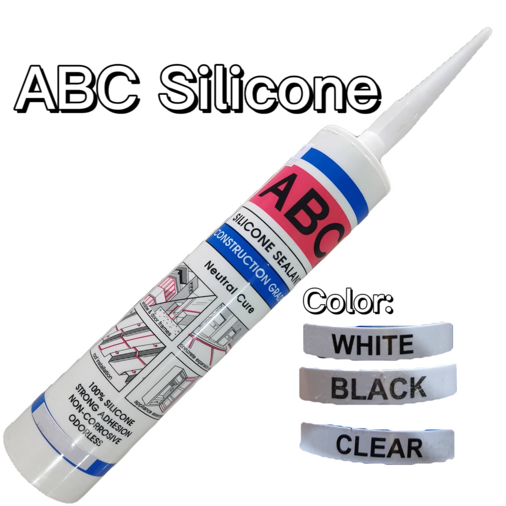 ABC Sealant Silicone White Clear Black Strong Adhesive Shopee