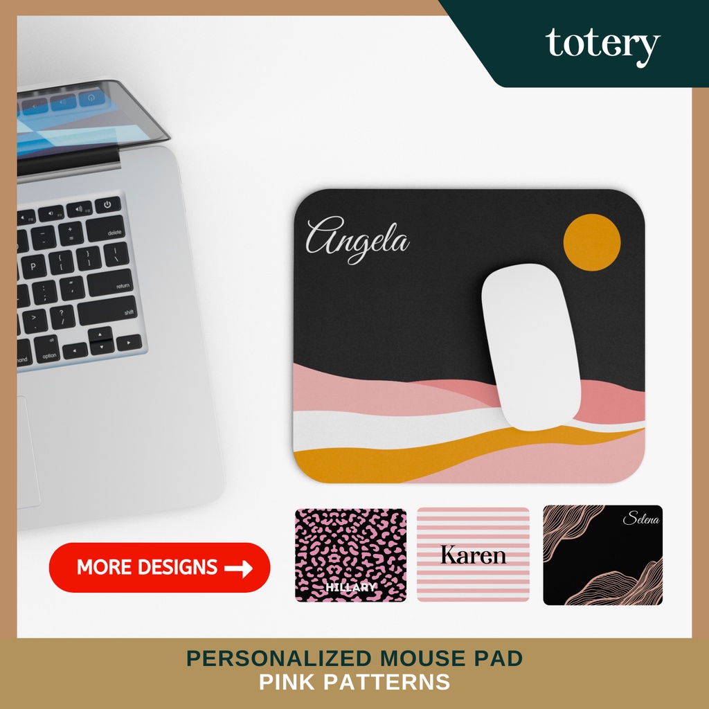 Totery Mouse Pad - Personalized Pink Patterns (non-slip, customizable ...