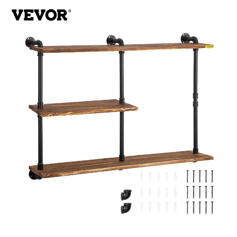 VEVOR Industrial Pipe Shelving Wall Mounted Rustic Floating Shelves