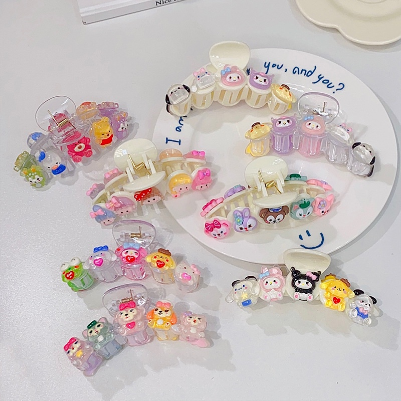 Cute HairClip Sanrio Transparent HairClip Girl Student Ins Cartoon ...