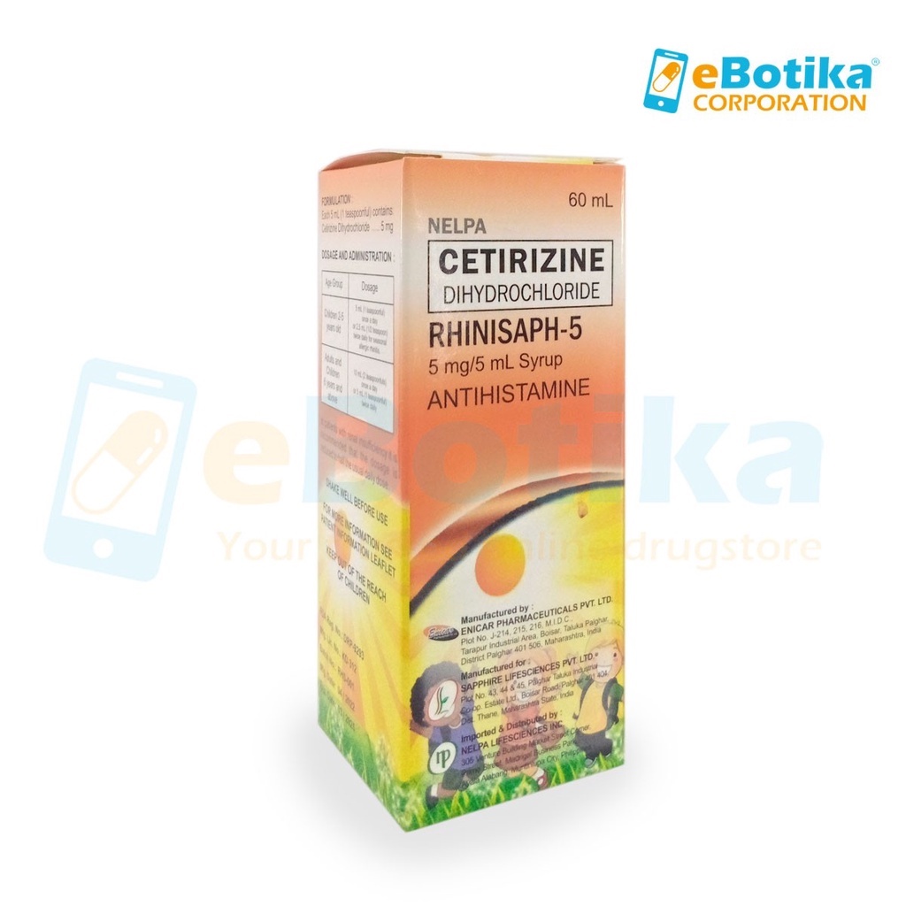 Cetirizine (Rhinisaph5) Syrup 60ml Shopee Philippines