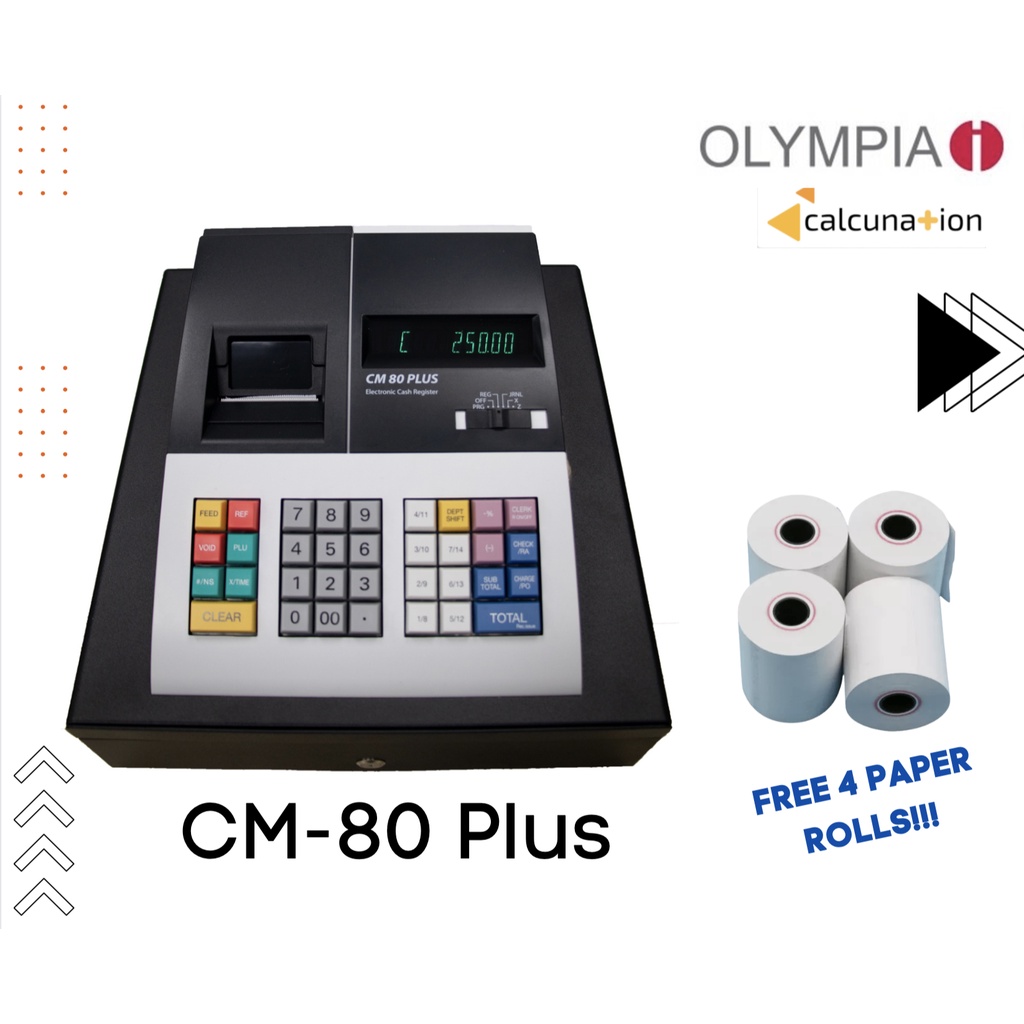 OLYMPIA ELECTRONIC CASH REGISTER NEW! FREE 4 PAPER ROLLS Shopee