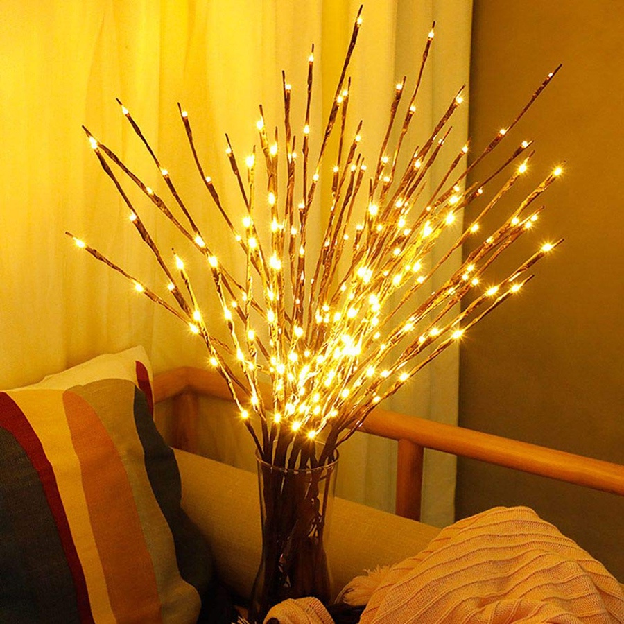 20 Leds Christmas Willow Branch Lights Xmas Vase Filler Willow Twig