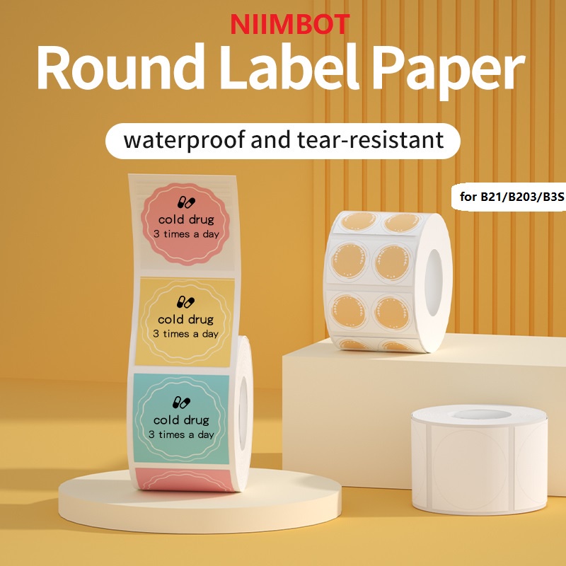 NIIMBOT Round Series B21/B203/B3S Label Paper, Thermal Sticker, Food ...