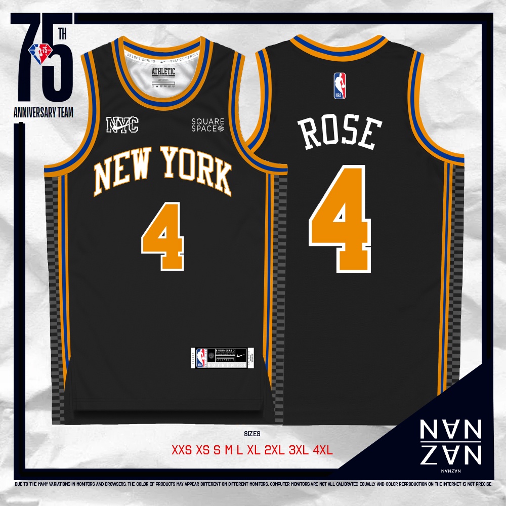 NBA_ Jersey 75th Custom Printed RJ 9 Barrett New Julius 30 Randle Derrick 4  Rose Knick Vintage Obi 1 Toppin Patrick 33 Ewing MEN''nba''Jerseys 