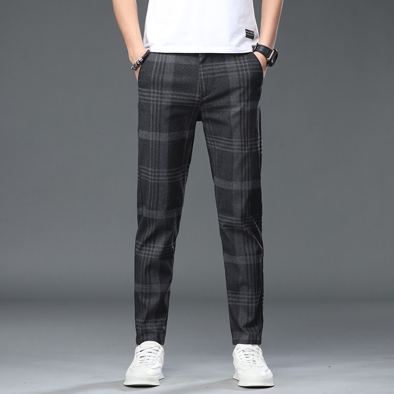 Men's Pants Plaid Pants For Men Stripes Casual Straight Trousers For ...