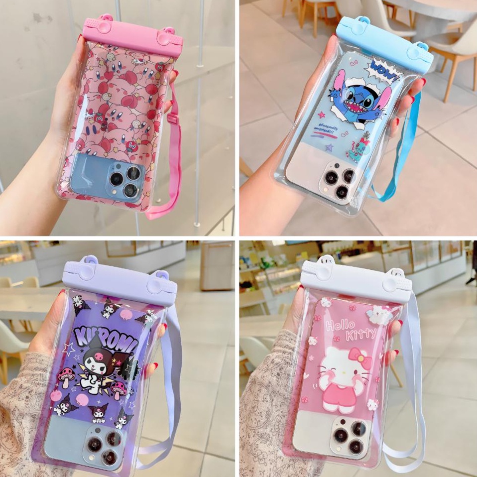 Cartoon Airbag Kitty Waterproof Phone Case Transparent Diving Universal ...