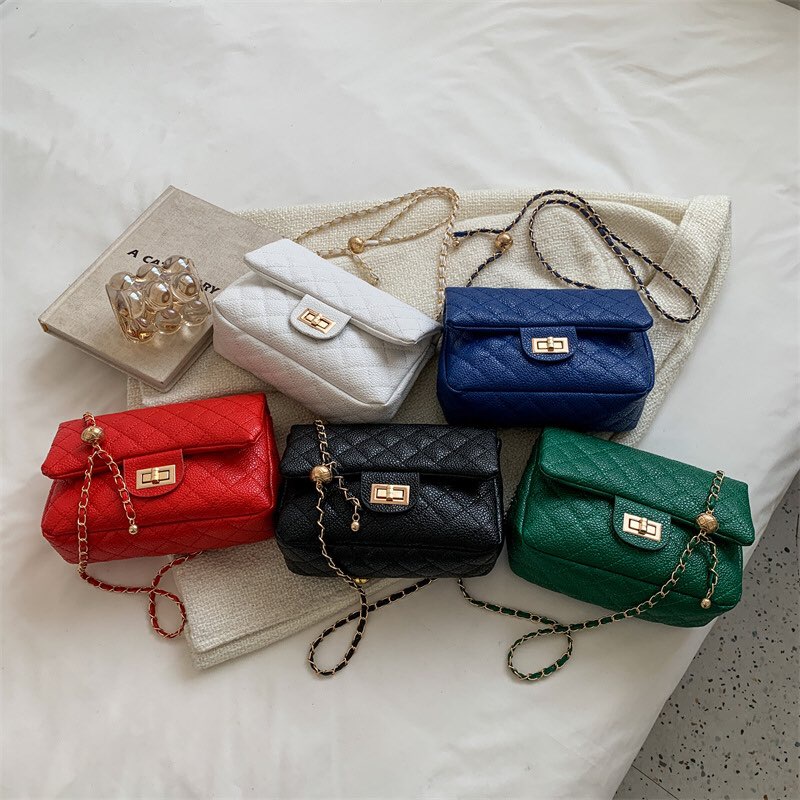 ( Hot ) Women Messenger Bag Retro Rhombus Chain Bag Handbag Korean